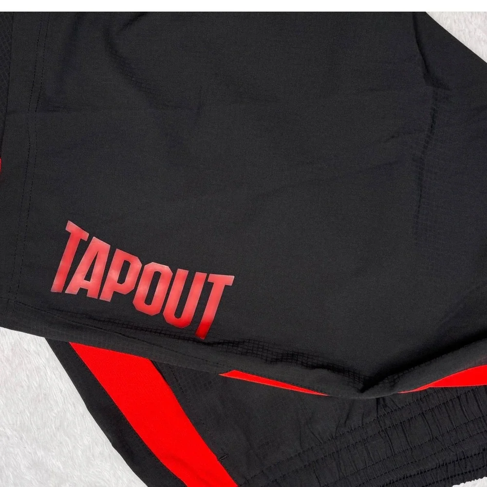 Tapout Athletic Shorts Mens XL Black Red MMA Training Gym Performance S143‎ B02